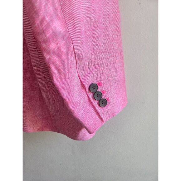 Talbots Plus Women Pink Twill 100% Linen Single Button Lined Blazer size 20W - Picture 4 of 9